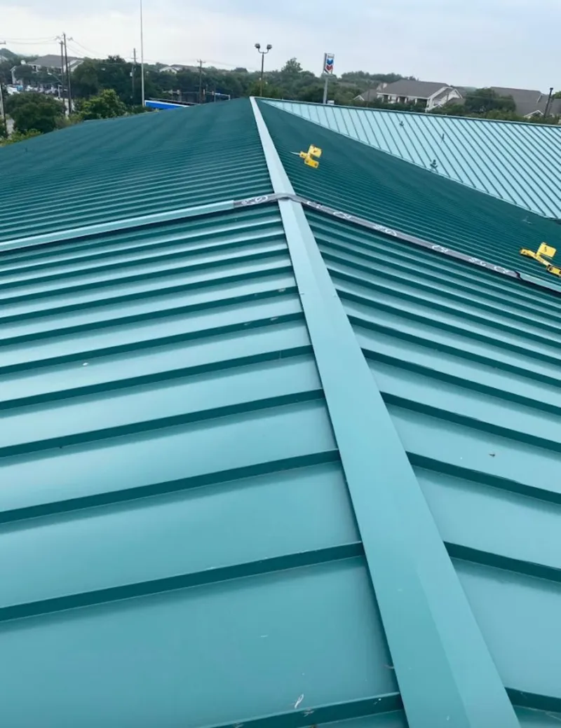 Green commercial metal roof ridge and valley for Metal Roof Repair in South Plainfield